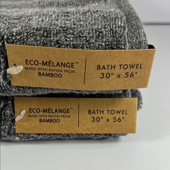 4 Pc Common Thread Bamboo Bath Towel Set Dark Grey Eco Melange NEW - Picture 4 of 8